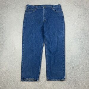 Carhartt Relaxed Fit Jeans Mens 42x30 Classic Blue Denim Workwear B160 DST